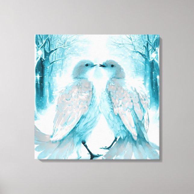 *~* Wall Künstlerisch Love Birds AP54 Art Winter Leinwanddruck (Vorderseite)