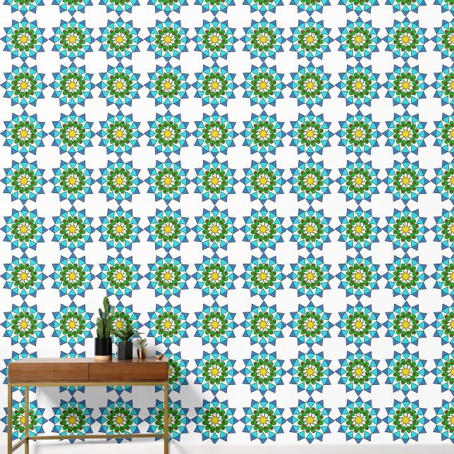 Wall Paper - Blue and Green Mandala Tapete (Korridor)