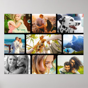 Wall Poster 9 Foto Template Rounded Frame Collage