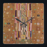 Wall, Stoclet Frieze von Gustav Klimt Quadratische Wanduhr<br><div class="desc">Das Ende der Mauer, Stoclet Frieze (1905-1911) von Gustav Klimt ist ein Vintages Jugendstil-Gemälde mit einem geometrischen Mosaikmuster in Goldtönen. Die Stoclet Frieze ist eine Serie von Symbolismus-Panels und Gustav Klimts letzter großer Wandarbeit. Sie wurden von 1905-1911 im Speisesaal des Palais Stoclet in Brüssel gemalt. Die Paneele von Klimts Fries...</div>