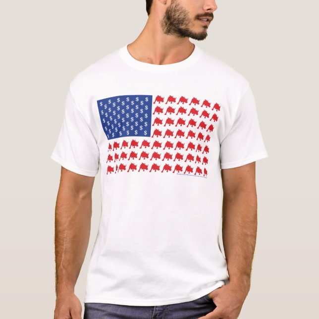 Wall Street Bull Market American Flag T-Shirt (Vorderseite)
