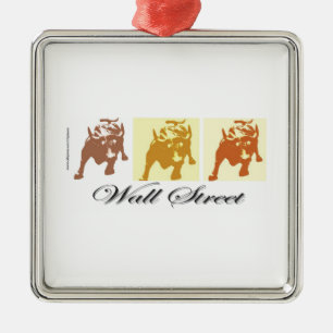 Wall Street Bull Market Silbernes Ornament