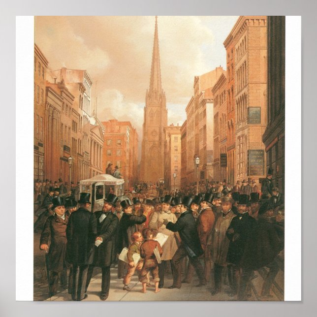 Wall Street, die Hälfte hat zwei Uhr c. 1857 Poster (Vorne)