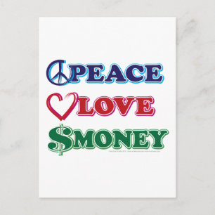 Wall Street/Peace Liebe Money Postkarte