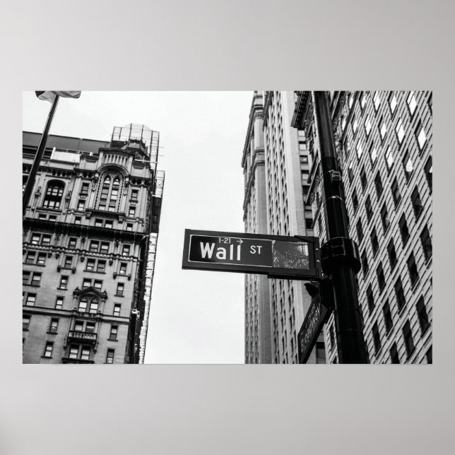 Wall Street Schwarz und Weiß Poster (Vorne)