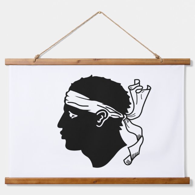Wall Tapestry mit der Flagge von Korsika, Frankrei Wandteppich Mit Holzrahmen (Vorne)
