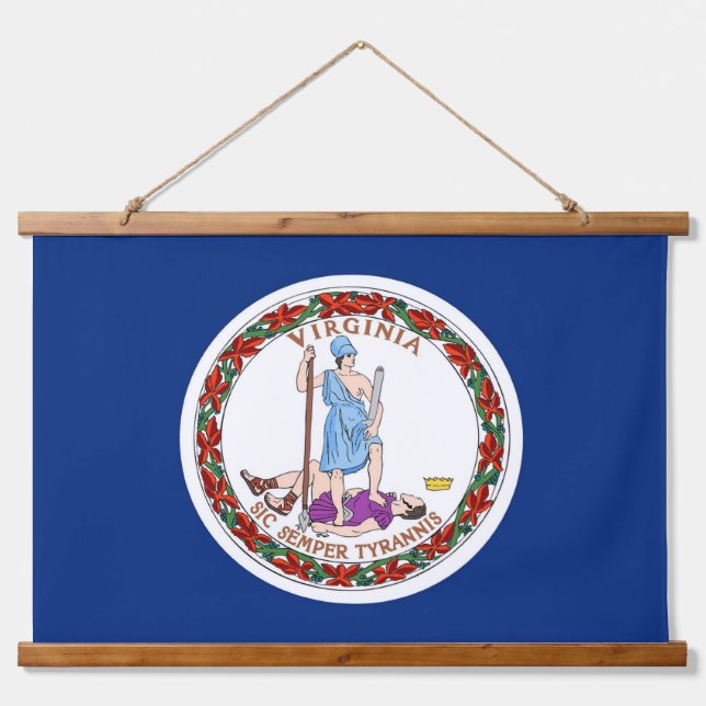 Wall Tapestry mit der Flagge von Virginia Staat, U Wandteppich Mit Holzrahmen (Vorne)