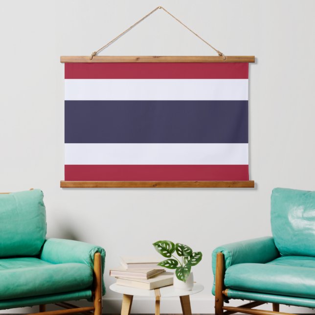 Wall Tapestry with flag of Thailand Wandteppich Mit Holzrahmen (Wohnzimmer)