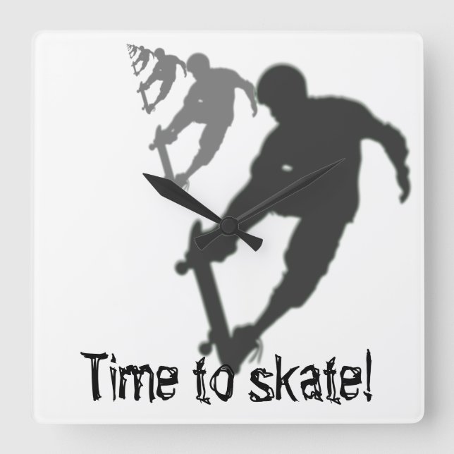 Wall-Uhr der Skateboarder Quadratische Wanduhr (Vorderseite)