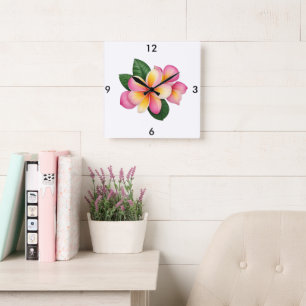Wall-Uhr der tropischen Blume Quadratische Wanduhr