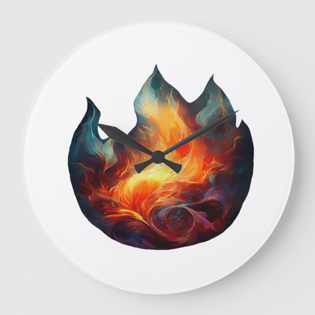 Wall-Uhr - Flammenspiel Große Wanduhr (Vorderseite)