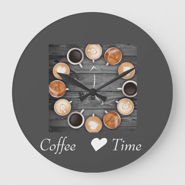 Wall-Uhr-Kaffeezeit Große Wanduhr (Vorderseite)