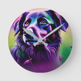 Wall-Uhr - Lila Hund Runde Wanduhr