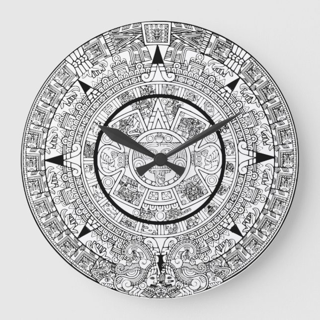 Wall-Uhr mit Aztec-Kalender Große Wanduhr (Vorderseite)