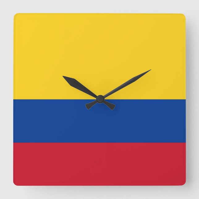 Wall-Uhr mit Flagge Kolumbiens Quadratische Wanduhr (Vorderseite)