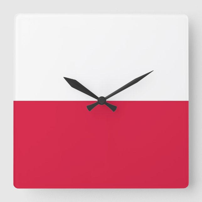 Wall-Uhr mit Flagge Polens Quadratische Wanduhr (Vorderseite)