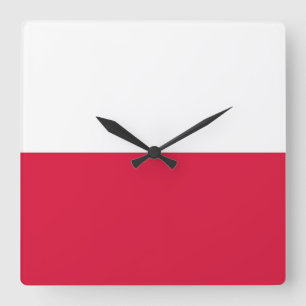 Wall-Uhr mit Flagge Polens Quadratische Wanduhr