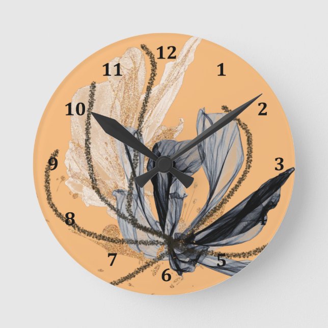 Wall-Uhr mit folgenden Blume Runde Wanduhr (Vorderseite)