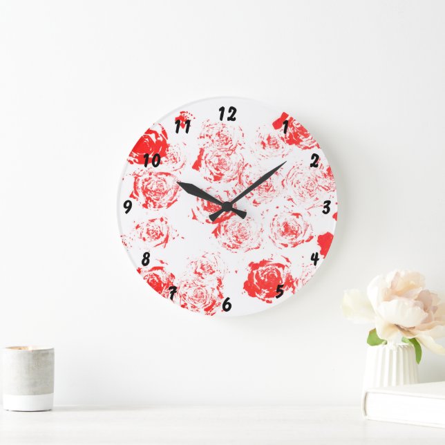 Wall-Uhr mit handgefertigten Rose Große Wanduhr (Zuhause)