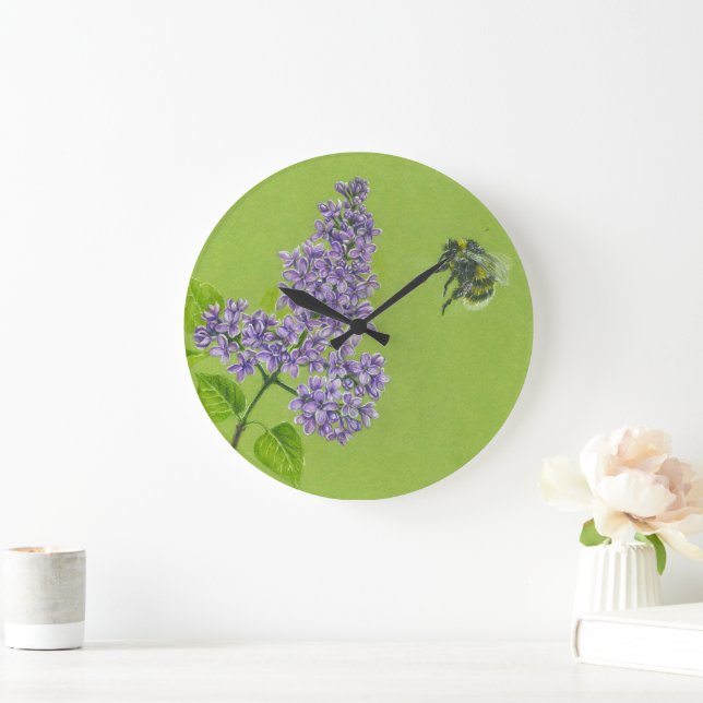 Wall-Uhr mit Linde und Hummel Große Wanduhr (Zuhause)