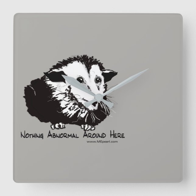 Wall-Uhr mit Possum Quadratische Wanduhr (Vorderseite)