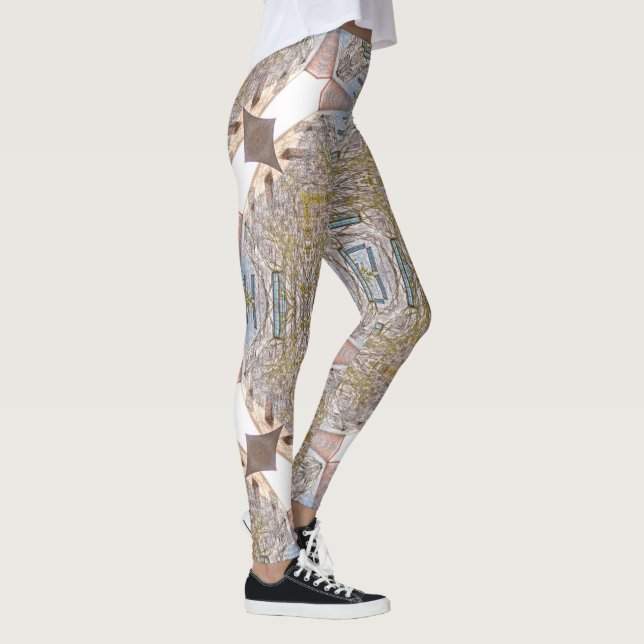 Wall Vines Tan Geometrische Leggings (Rechts)