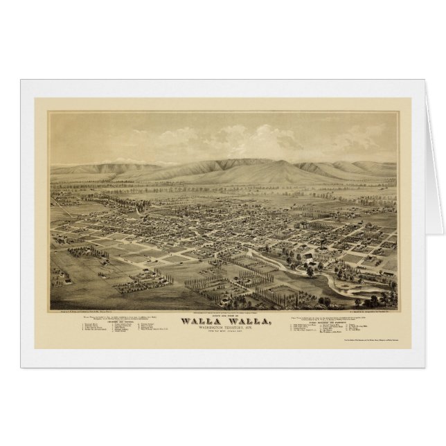 Walla Walla, WA panoramische Karte - 1876 (Vorderseite (Horizontal))