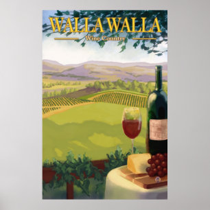 Walla Walla, WA Wine Country - Reiseplakat Poster