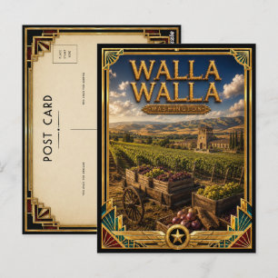 Walla Walla Washington Vintage Art Deco Goldenes Z Postkarte