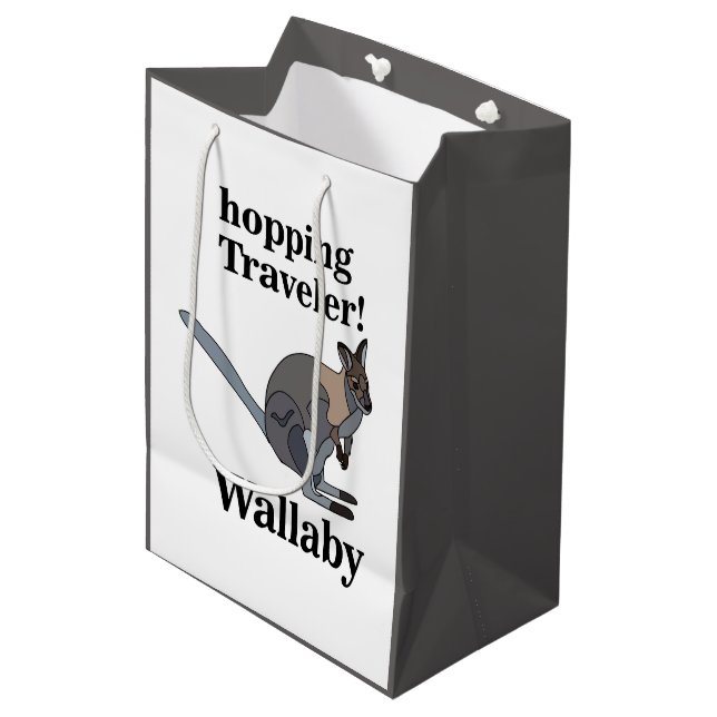 Wallaby Animal Hopping Traveler Wildlife Funny Mittlere Geschenktüte (Vorderseite Schrägansicht)