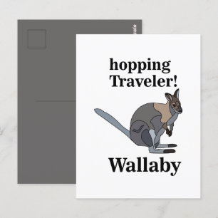 Wallaby Tier Hopping Reisender Wildlife Lustig Postkarte