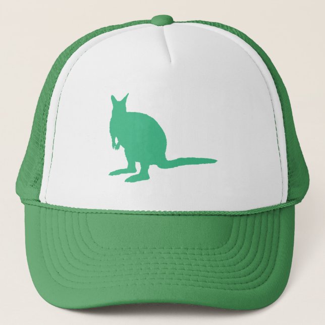 Wallaby. Tier in Grün. Truckerkappe (Vorderseite)