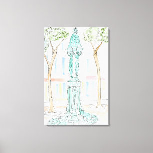 Wallace-Brunnen in der Rue Brea Paris, Frankreic Leinwanddruck