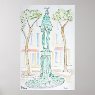 Wallace-Brunnen in der Rue Brea Paris, Frankreic Poster
