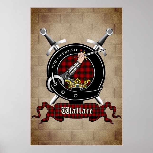 Wallace Clan Abzeichen auf Castle Wall Poster 18x2 (Vorne)