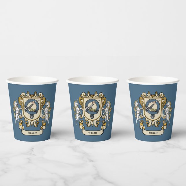 Wallace Clan Abzeichen Blue Personalisiert Pappbecher (Multi)