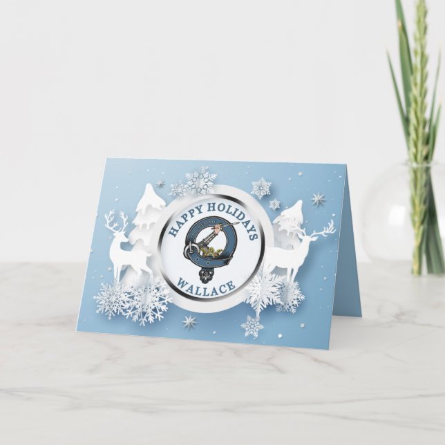 Wallace Clan Abzeichen Happy Holidays Karte (Vorderseite)