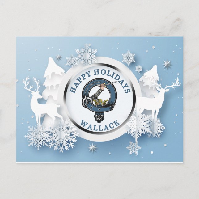 Wallace Clan Abzeichen mit den weißen Flaggen Wint Postkarte (Vorderseite)