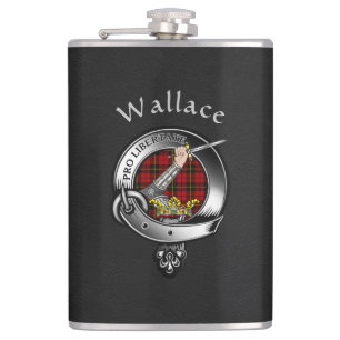 Wallace Clan Abzeichen mit schwarzem Imitat Lederm Flachmann