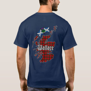 Wallace Clan Abzeichen & Tartan Karte von Schottla T-Shirt