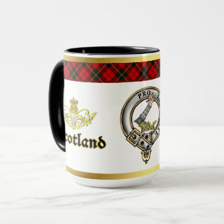 Wallace Clan-Abzeichen-Tartan mit goldenem Rand Tasse
