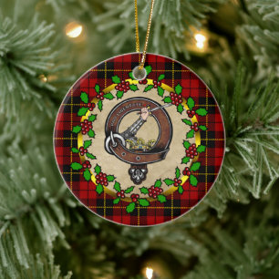 Wallace Clan Abzeichen & Tartan Personalisierte Xm Keramik Ornament