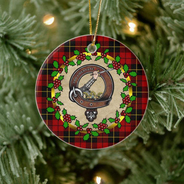 Wallace Clan Abzeichen & Tartan Personalisierte Xm Keramik Ornament (Baum)