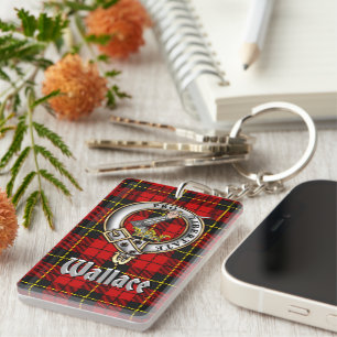 Wallace-Clan-Abzeichen/Tartan-Rechteck Schlüsselanhänger