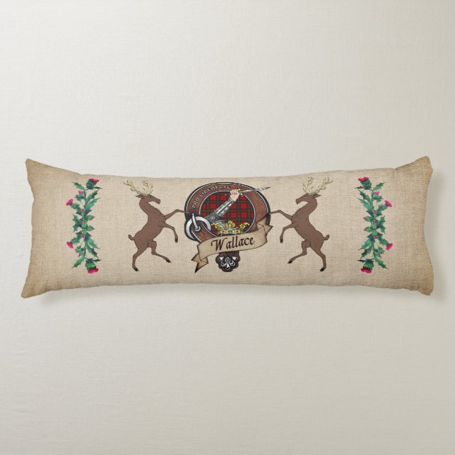 Wallace Clan Abzeichen & Tartan Seitenschläferkissen (Vorderseite)