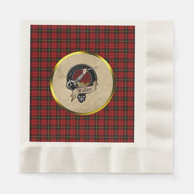 Wallace Clan Abzeichen & Tartan Serviette (Vorderseite)