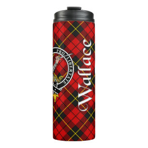 Wallace Clan Abzeichen & Tartan Thermosbecher