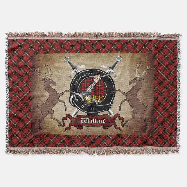 Wallace Clan Abzeichen & Tartan Throw Blanket Decke (Vorderseite)