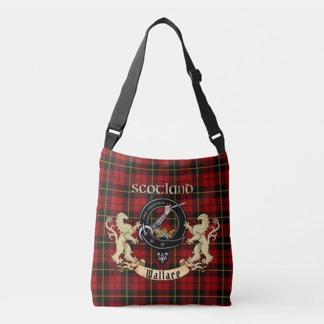 Wallace Clan Abzeichen & Tartan Tragetaschen Mit Langen Trägern (Vorderseite)