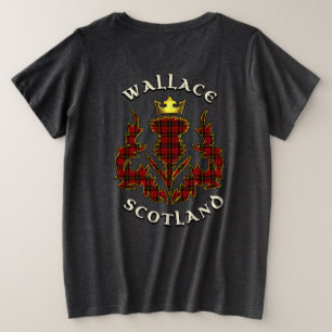 Wallace Clan Abzeichen & Tartan w/Motto Große Größe T-Shirt
